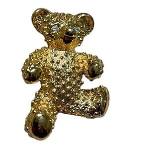 Vintage Goldtone 3D Teddy Bear Pin
